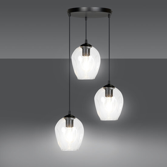 Nokia round 3L transparent glass hanging lamp 3x E27