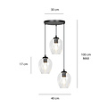 Emibig Emibig Lampe suspendue en verre transparent ronde 3L Nokia 3x E27 - Éclairage parfait pour chaque espace