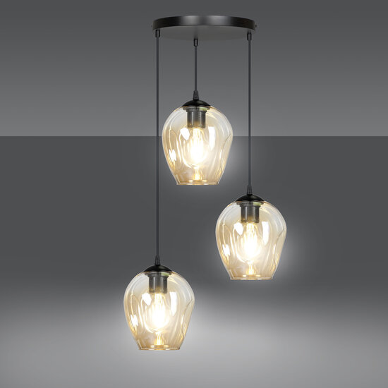 Nokia ronde 3L amber glas hanglamp 3x E27