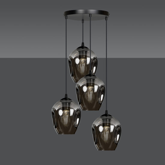 Emibig Emibig Nokia ronde 4L gerookt glas hanglamp 4x E27 - Perfect voor een stijlvolle ambiance