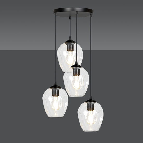 Emibig Emibig Lámpara colgante redonda 4L de vidrio transparente 4x E27 - Iluminación perfecta para cualquier espacio