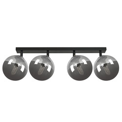 Imatra zwart met gerookt glas bollen 4x E14