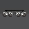 Imatra black with smoked glass bulbs 4x E14