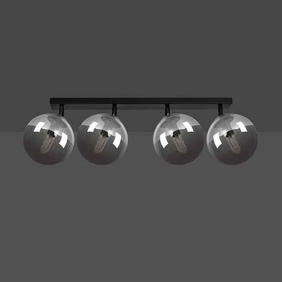 Imatra zwart met gerookt glas bollen 4x E14