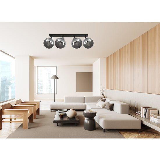 Imatra black with smoked glass bulbs 4x E14