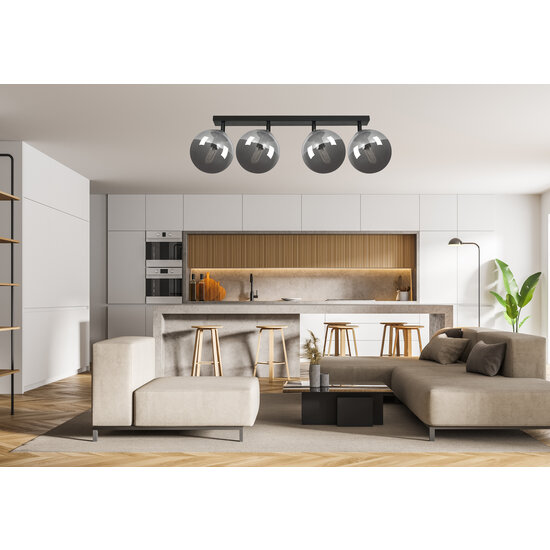 Emibig Emibig Imatra zwart met gerookt glas bollen 4x E14 - Stijlvolle verlichting voor elk interieur