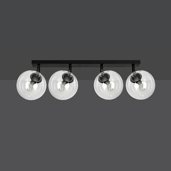Emibig Emibig Imatra zwart en doorzichtige glazen bollen 4x E14 - Perfect voor een moderne en sfeervolle inrichting