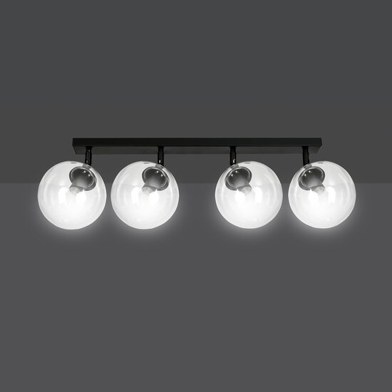 Emibig Emibig Imatra boules en verre noires et transparentes 4x E14 - Idéal pour un éclairage moderne et élégant