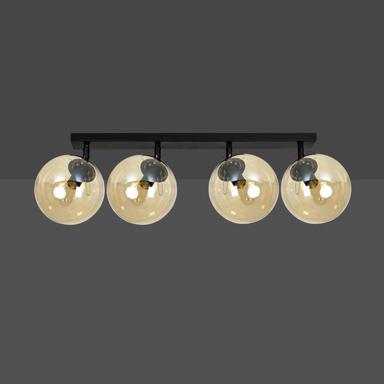 Emibig Emibig Imatra zwart en amber glazen bollen 4x E14 - Perfecte verlichting voor elke ruimte