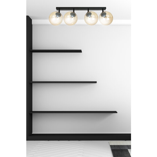 Imatra zwart en amber glazen bollen 4x E14