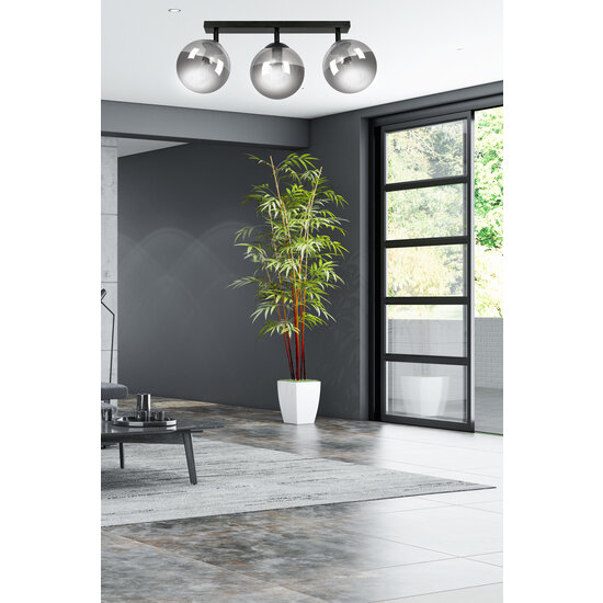 Imatra 3L black with fumed glass bulbs 3x E14