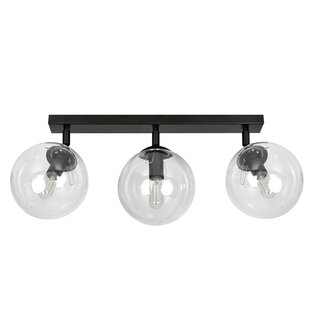 Imatra 3L black with transparent glass bulbs 3x E14