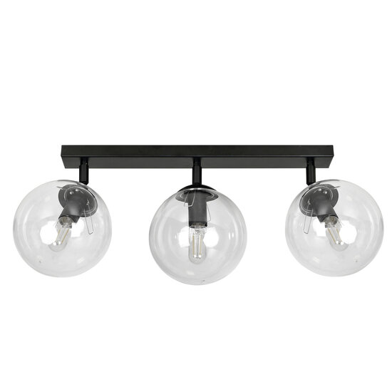 Emibig Emibig Imatra 3L negro con bombillas de vidrio transparente 3x E14 - Iluminación ideal para cualquier espacio
