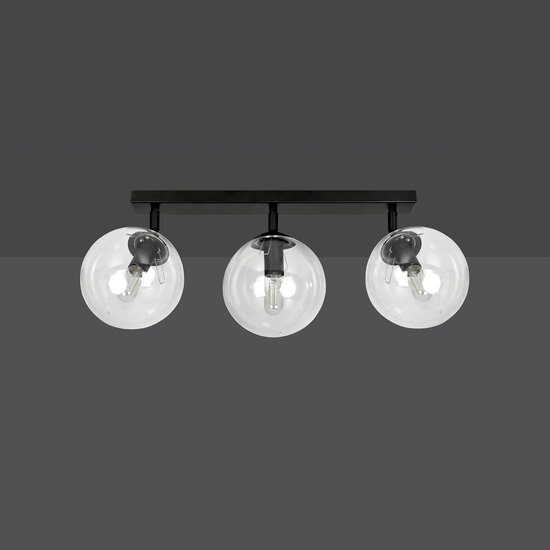Emibig Emibig Imatra 3L black with transparent glass bulbs 3x E14 - Ideal lighting for any space