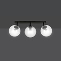 Imatra 3L black with transparent glass bulbs 3x E14