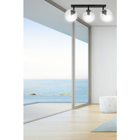 Imatra 3L noir avec ampoules en verre transparent 3x E14