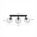 Imatra 3L black with transparent glass bulbs 3x E14