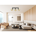 Emibig Emibig Imatra 3L zwart en amber glazen bollen 3x E14 - Perfecte sfeerverlichting voor elk interieur