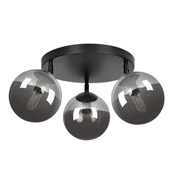 Imatra round 3L black with fumed glass bulbs 3x E14