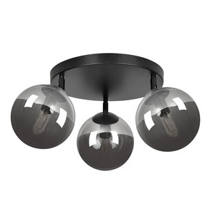 Emibig Imatra ronde 3L noir avec ampoules en verre fumé 3x E14