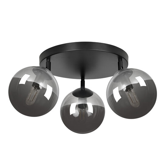 Emibig Emibig Imatra ronde 3L zwart met gefumeerd glas bollen 3x E14 - Perfecte verlichting voor moderne interieurs