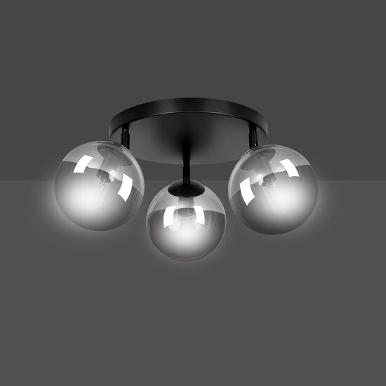 Emibig Emibig Imatra redonda 3L negra con bombillas de vidrio ahumado 3x E14 - Iluminación ideal para interiores modernos