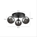 Emibig Emibig Imatra round 3L black with fumed glass bulbs 3x E14 - Ideal lighting for modern interiors
