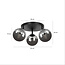 Imatra round 3L black with fumed glass bulbs 3x E14