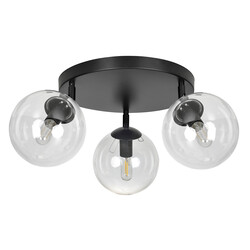 Imatra rond 3L noir avec ampoules verre transparent 3x E14