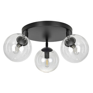 Emibig Imatra round 3L black with transparent glass bulbs 3x E14
