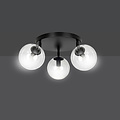 Imatra rond 3L noir avec ampoules verre transparent 3x E14