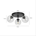 Imatra rond 3L noir avec ampoules verre transparent 3x E14