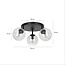 Imatra round 3L black with transparent glass bulbs 3x E14