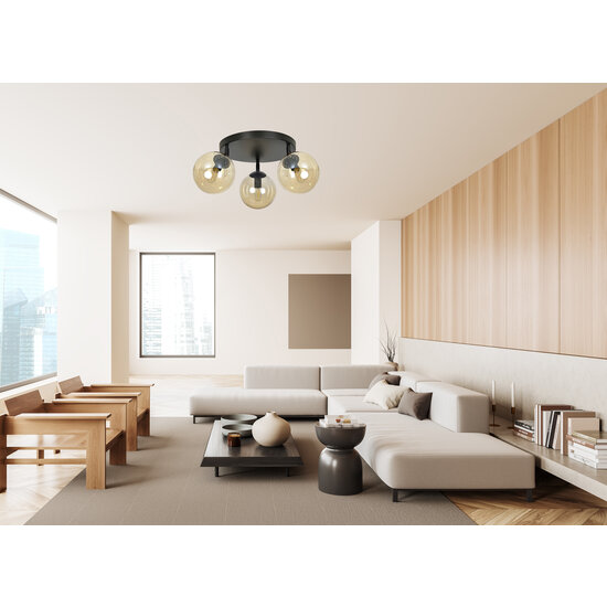 Imatra round 3L black and amber glass bulbs 3x E14