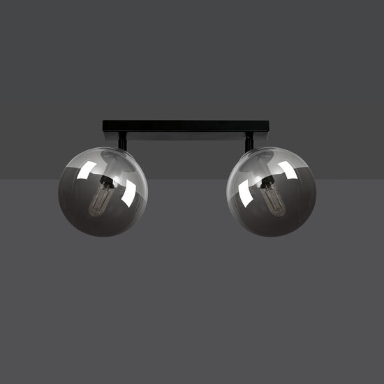 Imatra double 2L black with fumed glass bulbs 2x E14