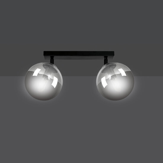 Imatra dubbele 2L zwart met gefumeerd glas bollen 2x E14