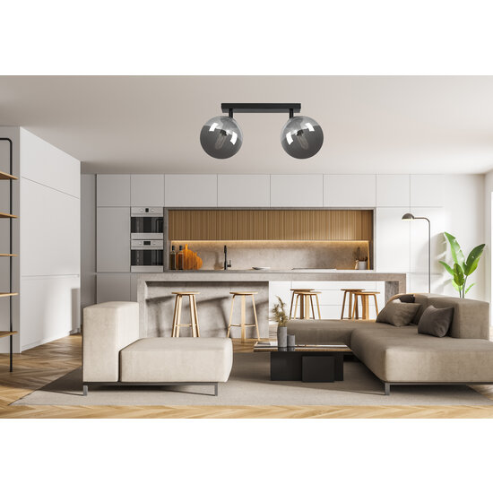 Imatra Double 2L schwarz mit Rauchglasbirnen 2x E14