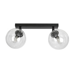 Imatra double rond 2L noir avec ampoules verre transparent 2x E14