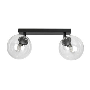 Imatra double round 2L black with transparent glass bulbs 2x E14