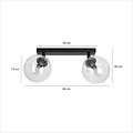 Imatra double rond 2L noir avec ampoules verre transparent 2x E14