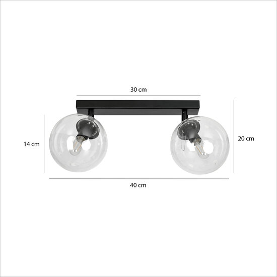 Emibig Emibig Imatra doppelt rund 2L schwarz mit transparenten Glasbirnen 2x E14 - Perfekte Beleuchtung für jeden Raum