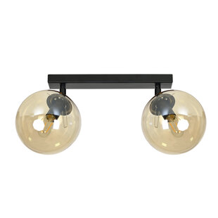 Emibig Imatra doble redonda 2L bombillas de vidrio negro y ámbar 2x E14