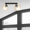 Imatra dubbel ronde 2L zwart en amber glazen bollen 2x E14
