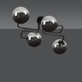 Emibig Emibig Kangasala speelse 4L plafondlamp zwart met gerookte glas bollen E14 - Perfecte verlichting voor elke ruimte
