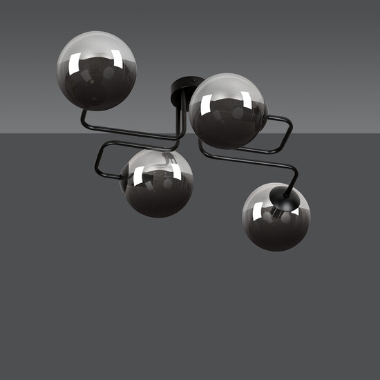 Kangasala playful 4L ceiling lamp black with smoked glass bulbs E14
