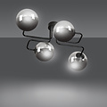Kangasala playful 4L ceiling lamp black with smoked glass bulbs E14