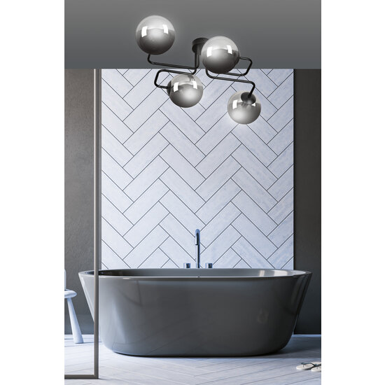 Kangasala playful 4L ceiling lamp black with smoked glass bulbs E14
