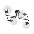 Plafonnier Kangasala cool 4L noir avec ampoules en verre transparent E14