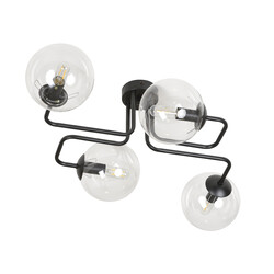 Kangasala cool 4L ceiling lamp black with transparent glass bulbs E14