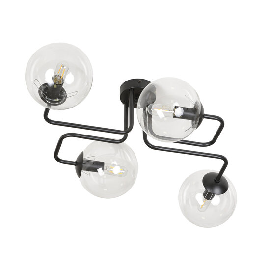 Emibig Emibig Kangasala cool 4L ceiling lamp black with transparent glass bulbs E14 - Stylish lighting for any space